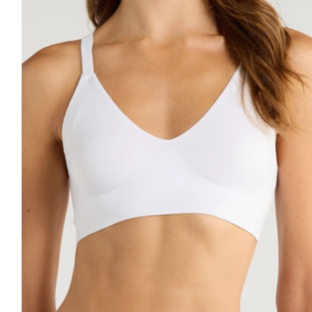 True & Co Soft Form V-Neck Bralette, White, Size Small, NWT